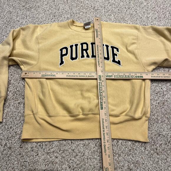 Purdue University Champion Embroidered Sweatshirt Sz L Vintage Gold Black - Picture 5 of 7